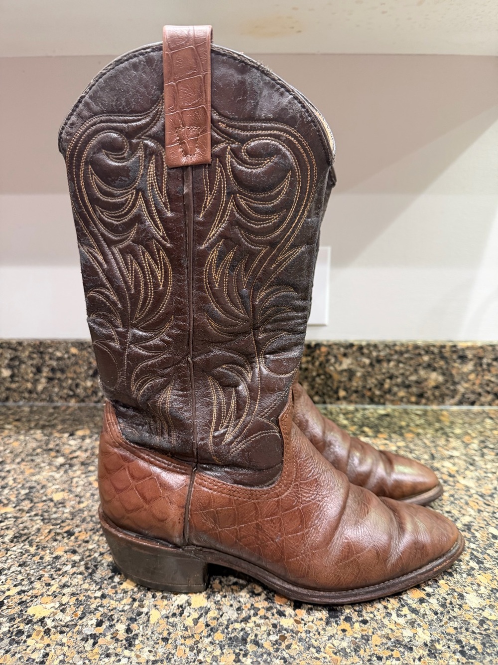Men's Texas 8.5 Brown Leather Western Cowboy Boots